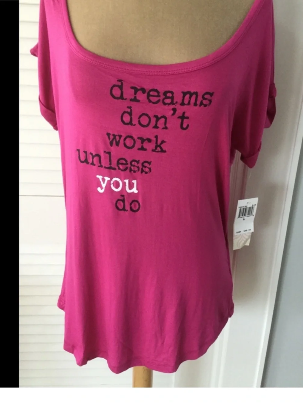 NWT Pink Lotus Fuchsia Inspirational Work-Out Top Size L